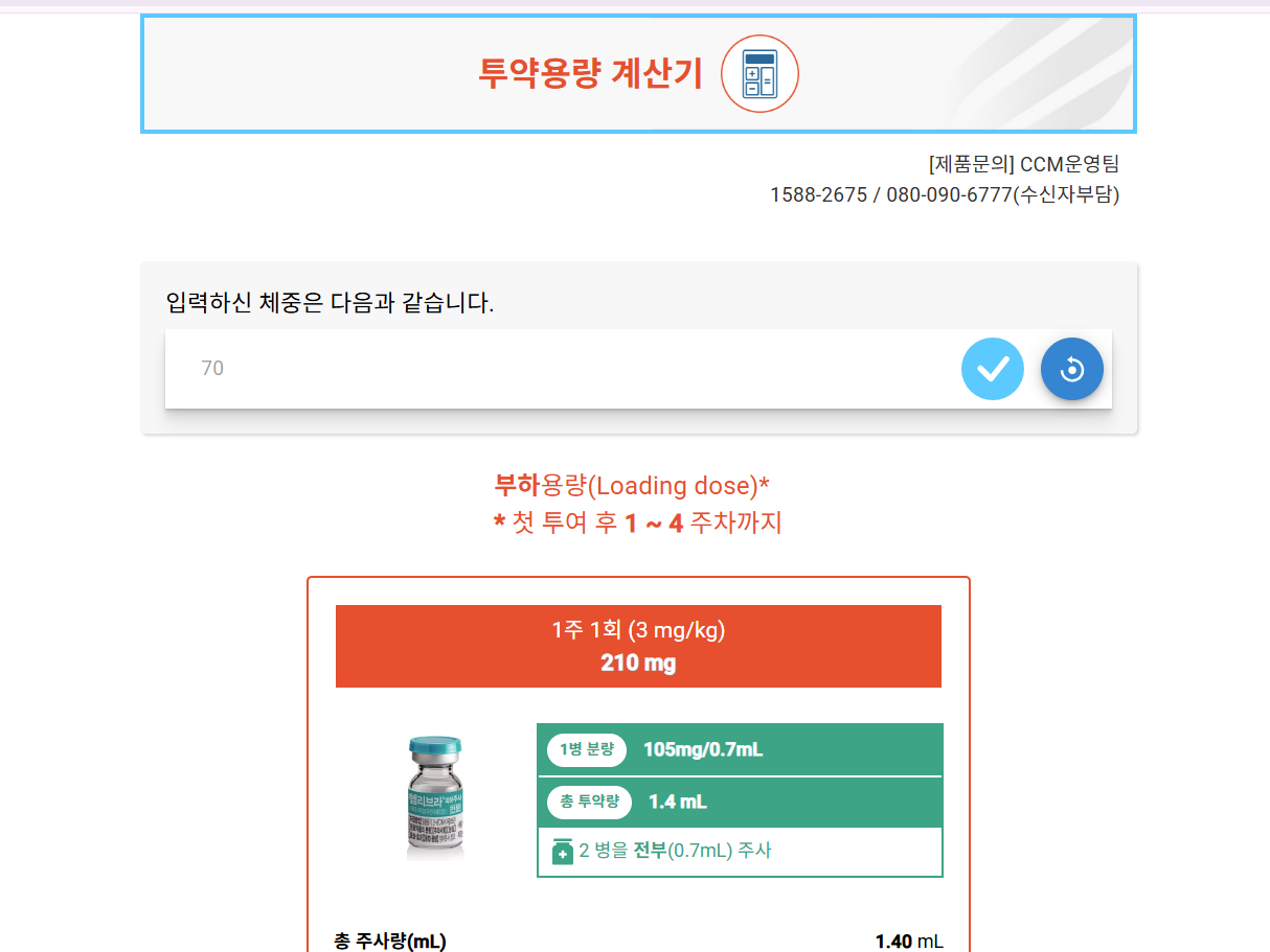 Hemlibra Webbooth - 투약용량 계산